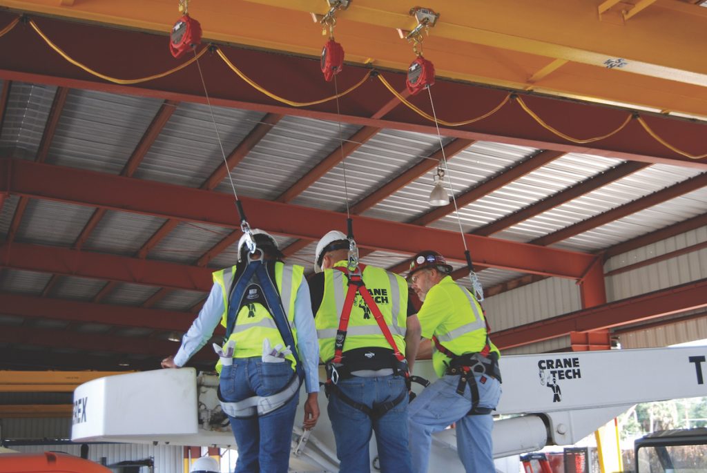 Fall protection during inspecting procedures.