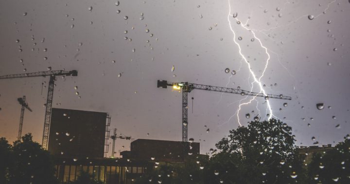 lightning strike in a construction area