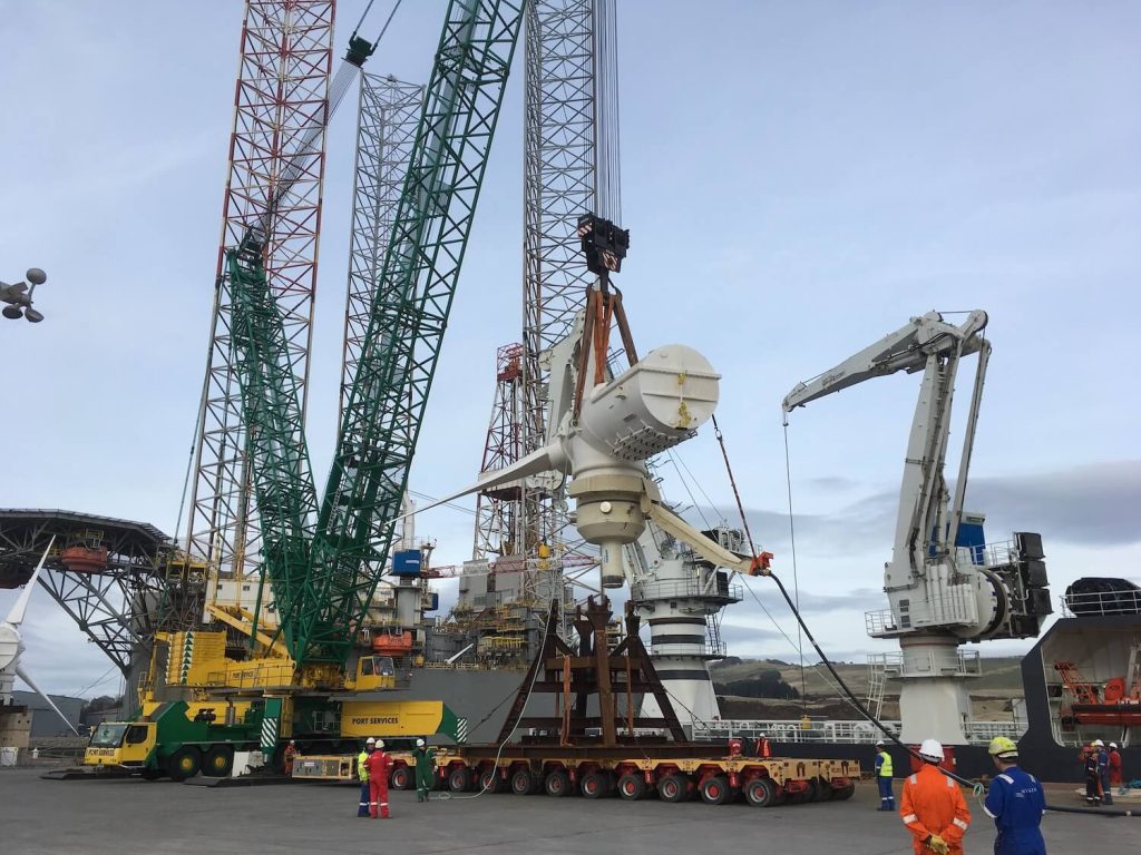 Modulift aberdeen tidal turbine final lift position